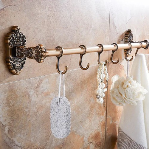 European-style Antique Space Aluminum Bathroom Shelf Wall Hanging Towel Bar Bath Towel Rack Towel Rack