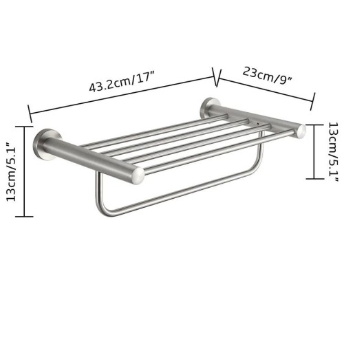 Hotel Rack Bathroom Towel Shelf Holder Brushed Nickel 304 Stainless Steel Wall Mounted Bathroom Towel Rack