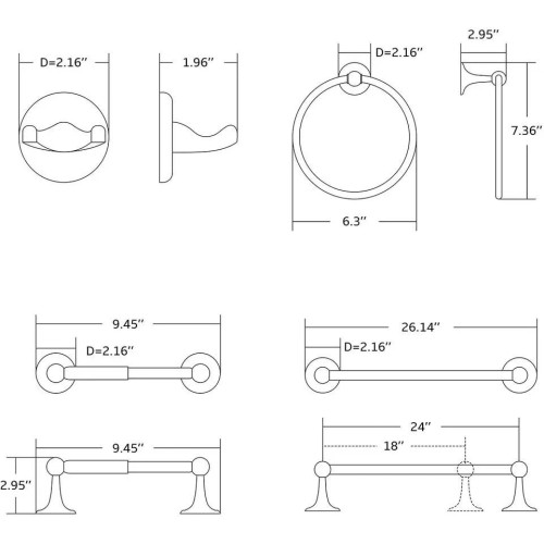 4 Piece Adjustable Expandable Bathroom Hardware Set Zinc Alloy Wall Mounted Black Bathroom Accessory Set