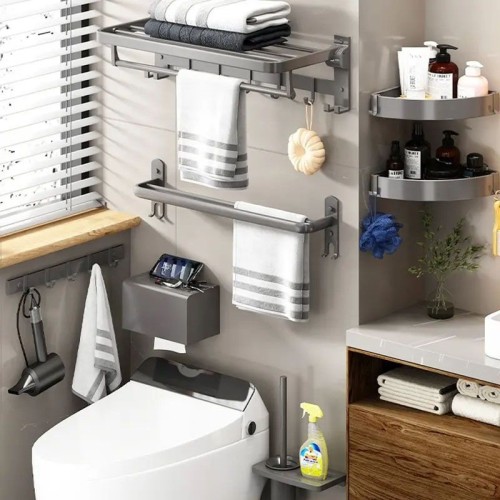 Modern Bathroom Towel Bar Accessory Set Towel Rack Quality Aluminum Wall Mounted Bathroom Accessories Set