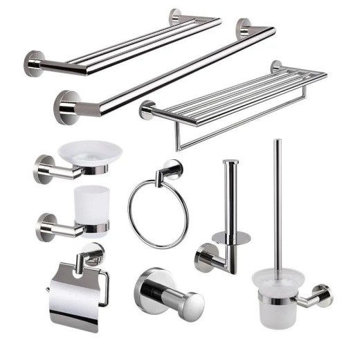 Round Design Bathroom Sanitary Wall Mounted Stainless Steel 6 Pieces Bathroom Accessories Hardware Set