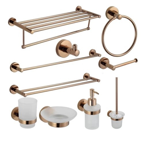 Rose Gold Complete Bath Hardware Bathroom Accessories Set For Hotel