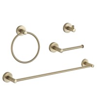 Brushed Gold Bathroom Accessories Towel Holder Single Towel Bar Rail 4 Pieces Bath Towel Rack Set