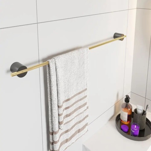 Luxury Bathroom Design Wall Mount Gold Black Brass 6 Pieces Bathroom Accessories Set