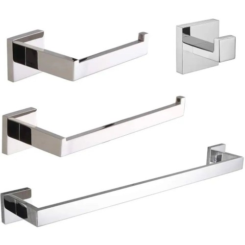 3 Piece Square Design Towel Bar Set Matt Black Modern Bathroom Accessories Hardware Set